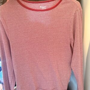 No Boundaries Burgundy and White Striped Top